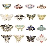 Pandahall 16Pcs Alloy Enamel Brooches Butterfly Theme, 16 Styles Cartoon Butterfly Insect Theme Lapel Brooch Enamel Pin Set for Clothes Bags Decor