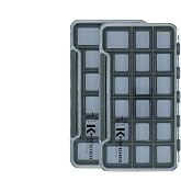Kingfisher Fly Fishing Super Slim Waterproof Magnetic Compartment Fly Box, 2 Pack (Gray Box - 18 Compartments)