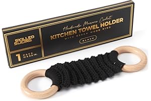 Handmade Crochet Dish Towel Holder for Kitchen & Bathroom, Decorative Boho Macrame Kitchen Towel Hanger Loop Ring Makes a Uni