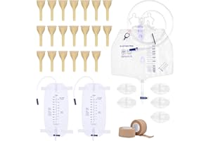 BEHERK External Condom Catheters for Elderly Men Age 80, 20 Soft Latex, 5 Catheter Stabilization Device, 4000mL Overnight Catheter Bags x 1, 1000mL Urinary Leg Bags x 2, 2 Roll Tapes Set for Incontinence Men