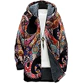 domirica Hoodies for Men Zip Up octopus 3d Print Big And Tall Heavyweight Fleece Long Winter Sherpa Lined Hooded Jackets