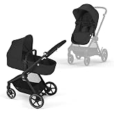 Cybex EOS 2-in-1 Baby Stroller for Newborn, Infant to Toddler - Moon Black | Convertible Bassinet Stroller for Babies and Toddlers, 0 Months-4 Years Old, Car Seat Compatible for Travel, Sun Canopy