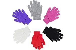 Swascoger 6 Pairs Winter Gloves, Warm Knitted Stretch Mittens (3-8 Years, 6 Color Options)
