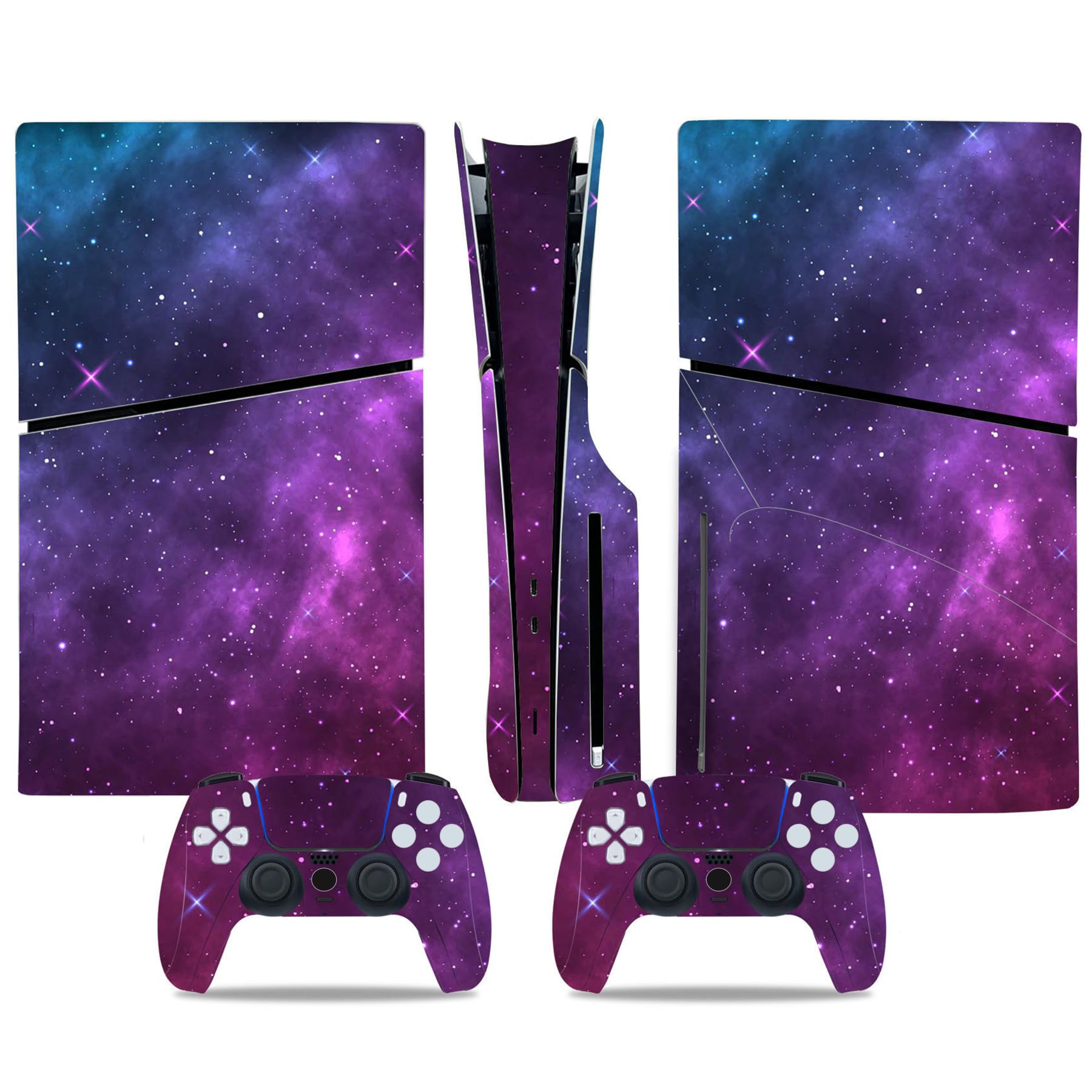 Skin Sticker for PS5 Slim Disc Edition, Protective Cover Wrap Vinyl Decal for Game Console and Wireless Controller (Purple)