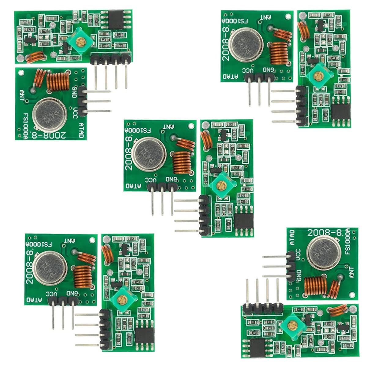 433M Transmitter + Receiver Kit High Frequency Super Regenerative Transceiver Module for Burglar Alarm 5 Sets