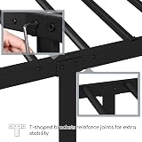 Yaheetech Black Metal Double Bed Frame 4ft6 with Curved Headboard view 5