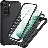 SunStory 3 in 1 for Samsung Galaxy S22 Case with Screen Protector Black | Military Grade Drop Protection,3-Layer Heavy Duty Full-Body Protective Phone Cover -Black