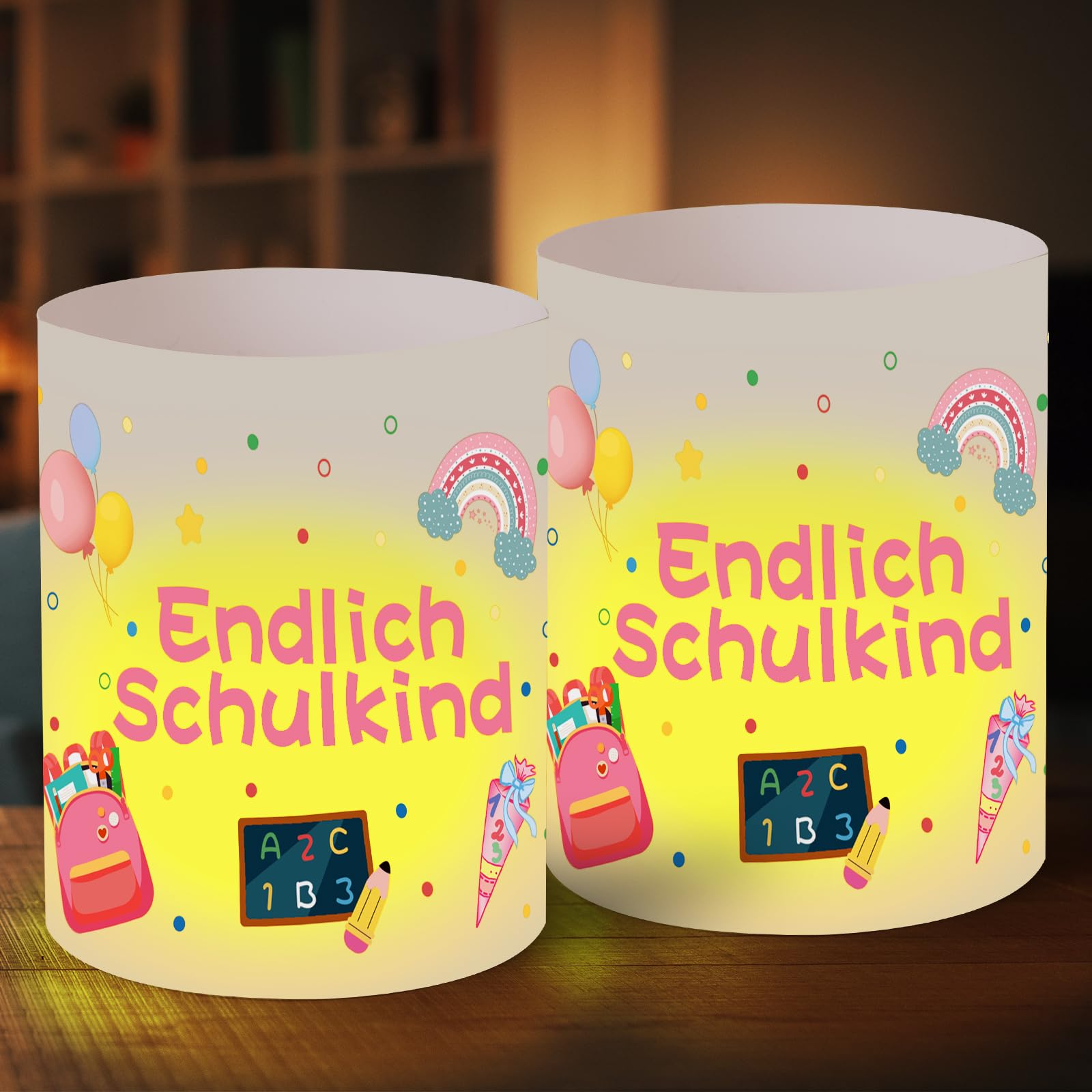 Pack of 12 Tea Light Holders Table Decoration for First Day of School Girls, Lantern Table Light Decoration, School Decoration for Girls, Suitable for Candles