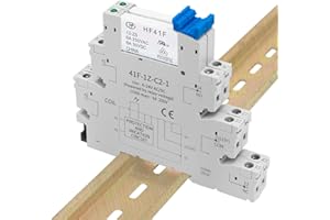 LCLCTC (2Pcs) 12V Relay Din Rail;Silm;DC 12V;HF41F/12-ZS 5 Pin 1NO 1NC 6A SPDT with LED Indicator with Socket Base;Load Max 6A 250VAC;…