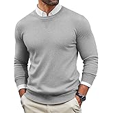 Runcati Mens Crewneck Sweaters Casual Knit Lightweight Dress Sweater Long Sleeve Slim Fit Fall Winter Pullover