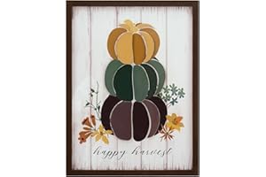 ArtbyHannah Fall Wall Deocr Framed 3d Fall Wall Art, Thanksgiving Decor Rustic Autumn Decor Vintage Fall Decorations for Home Kitchen Living Room(12×16 Inch Brown Framed)