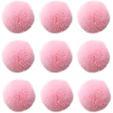 Ouliget Fluffy Faux Fur Pom Pom Ball,DIY Crafts Faux Fur Pompom Balls Small,Removable Knitting Scarves Gloves Bags Keychains Fabric Ball,2.3Inches 20 Pieces,Pink