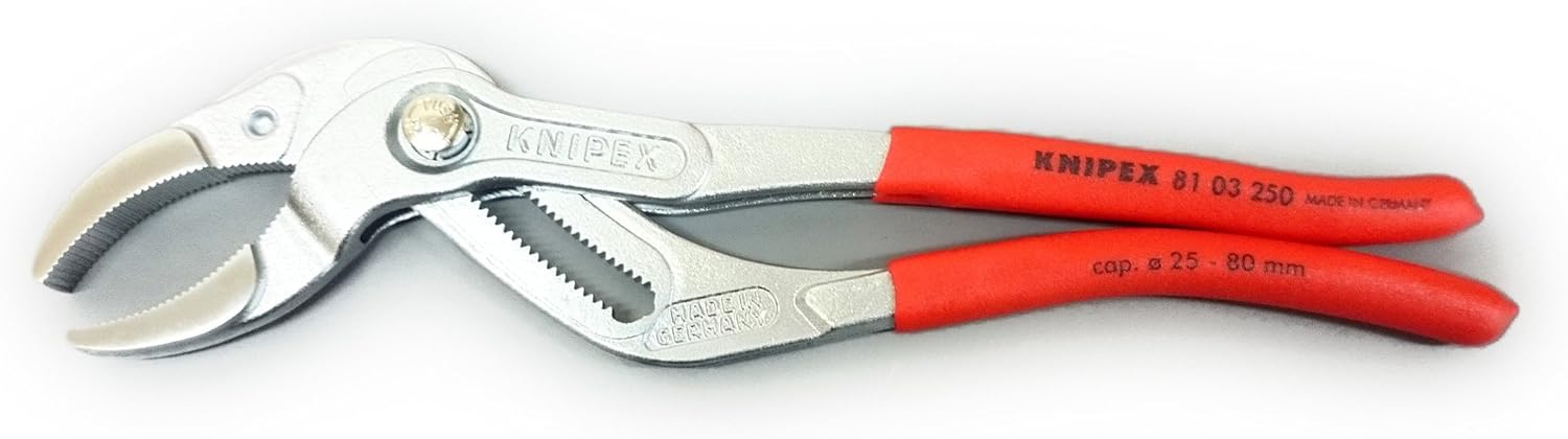 KNIPEX Siphon and Connector Pliers Chrome-Plated with Non-Slip Plastic Coating 250 mm, 81 03 250, Without Interchangeable Plastic Jaws - Image 4
