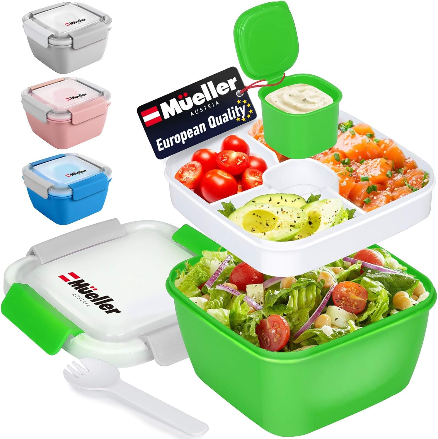 Mueller Salad Lunch Container To Go, Large 51oz Salad