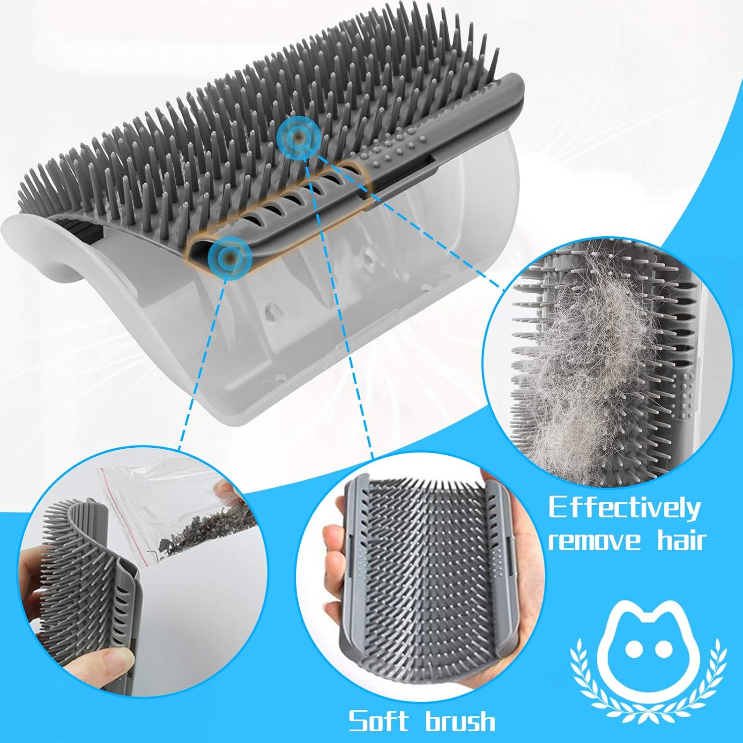 Cat Self Groomer, 2 Pack Cat Grooming Brush, Cat Face Scratcher, Wall Corner Groomers Soft Grooming Brush Cat Massage Combs for Short Long Fur Cats, Softer Massager Toy for Kitten Puppy: Beauty