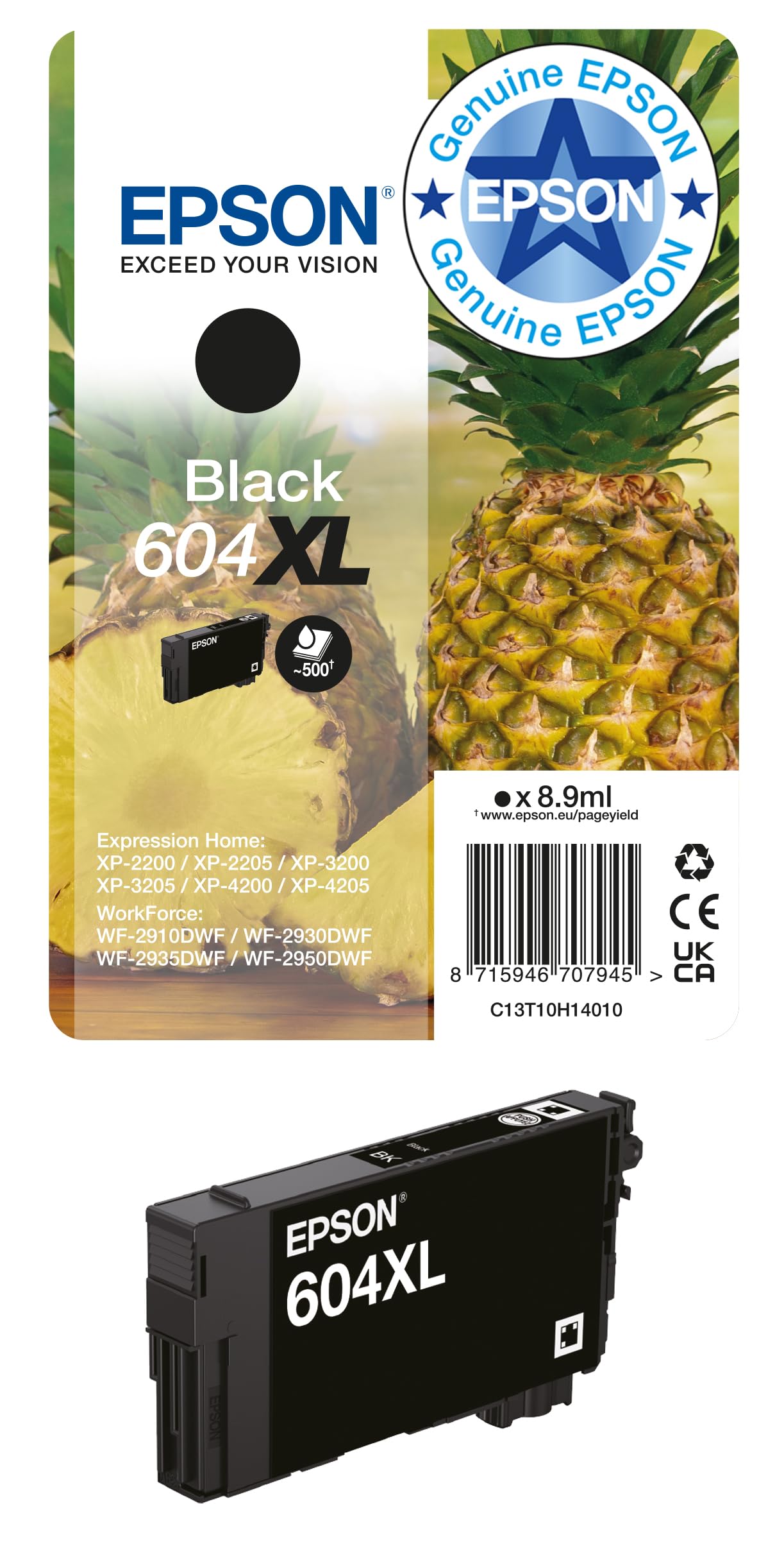 Epson 604XL Pineapple, Genuine Black Ink Cartridge