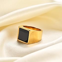MYNENEY 14K Gold/Silver/Black Plated Square Signet