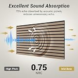 TONOR Wood Slat Panels 2 pcs 48 x 24 x 0.83 in Acoustic Wall Panels Dark Walnut view 5