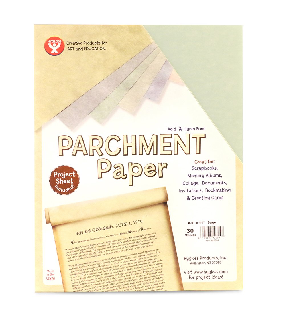 Hygloss Products Craft Parchment Paper Sheets - Printer Friendly, Made in USA - 8-1/2 x 11 Inches, Sage, 30 Pack