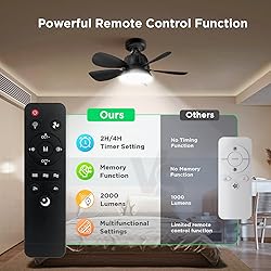 OSTIVE Socket Fan Light with Remote: 18'' Small