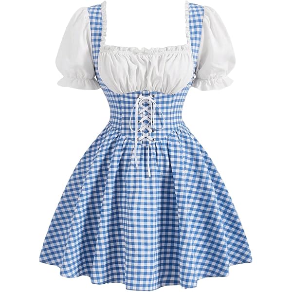 Women's Blue and White Plaid Tank Top Dress Slim Low Waist Pleated Hem  A-Line Skirt Blue S(4) at Amazon Women's Clothing store