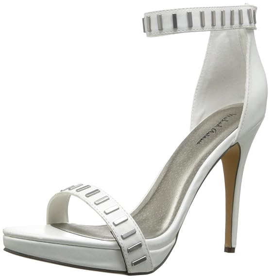 Amazon.com | Michael Antonio Women's Tishler Dress Sandal, White, 5 M US | Heeled Sandals