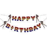 "Wondr Woman Happy Birthday Banner &ndash; Superhero Theme Party Decorations for Girls &ndash; Colorful Hanging Birthday Banner for Birthday,Comic Fan Celebrations, School Events &amp; Party Supplies"