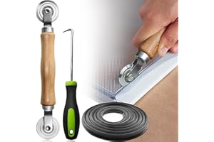 LOFRCIN Screen Repair kit, Screen Roller Tool, Steel Roller with Bear+32ft Screen Spline+Removal Hook, 3 in 1 Window Screen Door Repair Kit,for Installing Door Window Mesh