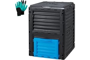 Azaeahom Garden Compost Bin 80 Gallon (300L) Large, Outdoor Composter from PP Material,Composting Box Easy Assembly & Many Vents, Fast Creation of Fertile Soil, Lightweight & Sturdy