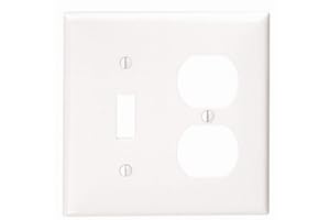 Leviton 2-Gang 1-Toggle 1-Duplex Device Combination Wallplate, Standard Size, 80705-W, White