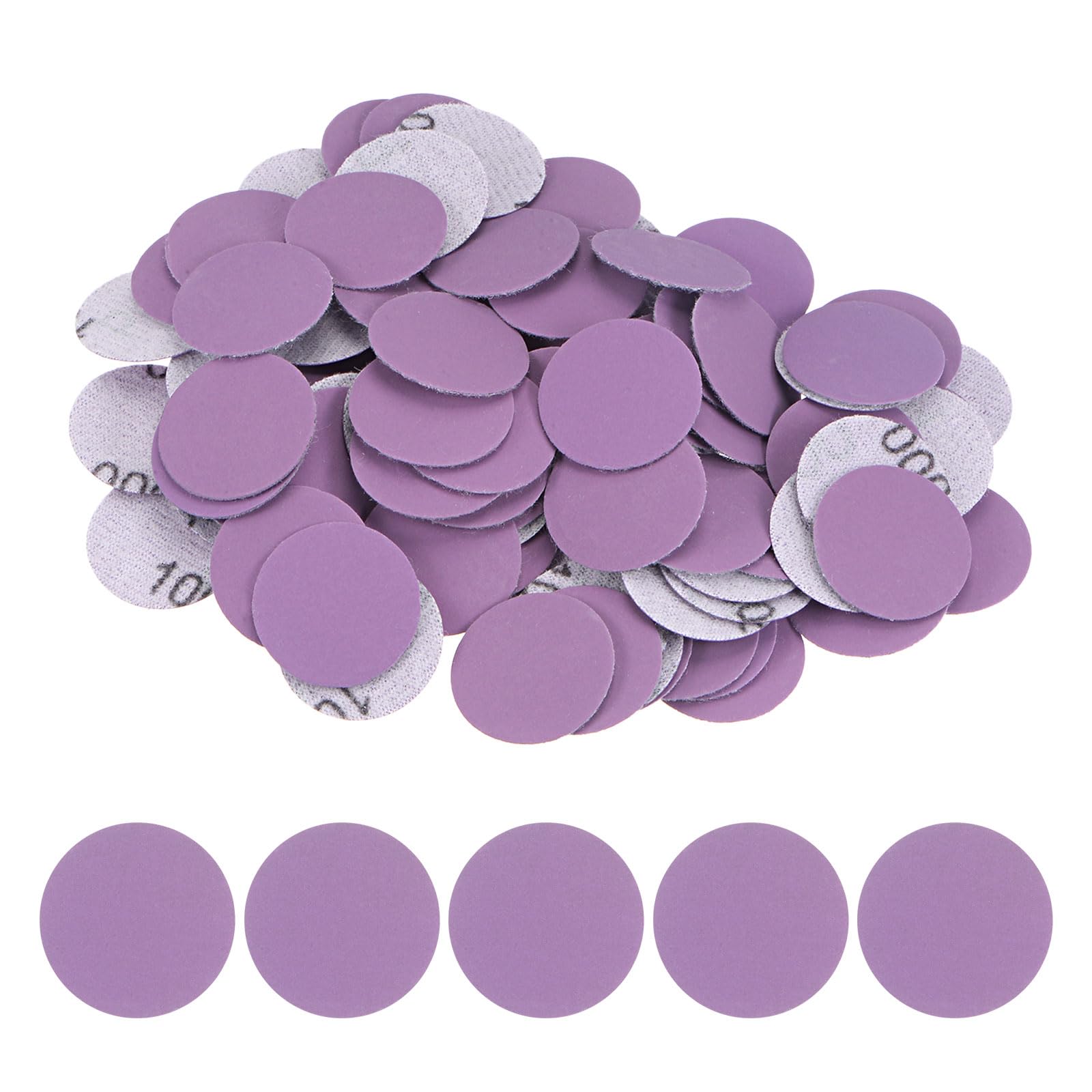Kozelo 100pcs Premium Sanding Discs Hook and Loop - [1 Inch x 1000 Grits] Purple Sandpapers Mini Size for Jewelry Wood Metal Polishing