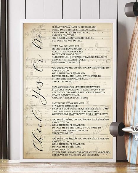 Amazon Com Mattata Decor Gift Check Yes Or No Song Lyrics Sheet Music Portrait Poster Print 16 X 24 Kitchen Dining