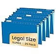 SUNEE Hanging File Folders Legal Size, Blue File Folders 25 Pack 1/5-Cut Tabs, Stay Organized for Your Home and Office Bulk File and Documents
