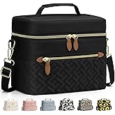 Capolo Lunch Box for Women Men Adults,Insulated Lunch Bag Leakproof Lunch Cooler Box with Removable Strap Cute Lunch Tote Bags Reusable Thermal Lunchbox for School Work Picnic(Small,Black)