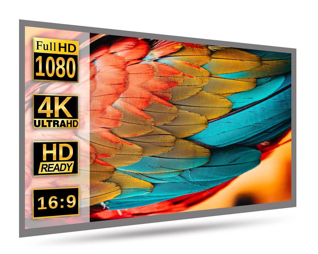 Fusion5 100 Inch Portable Projector Screen - 16:9 HD 4K Foldable Projector for Home Theater Cinema - Anti-Light Screen for Movie, School or Office Presentations - Washable & Ironable