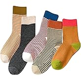 MAVTBOFL Womens Retro Style Colorful Striped Socks, Cute Ankle Cotton Sock, Athletic Crew socks for Women
