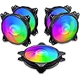 upHere 120mm Silent RGB Case Fan Adjustable Colorful Computer Cooling Fans,5-Pack 1,PF1206-5