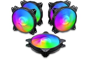 upHere 120mm Silent RGB Case Fan Adjustable Colorful Computer Cooling Fans,5-Pack 1,PF1206-5