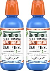 TheraBreath Fresh Breath Dentist Formulated Oral Rinse, Icy Mint, 16 Fl Oz (Pack of 2)
