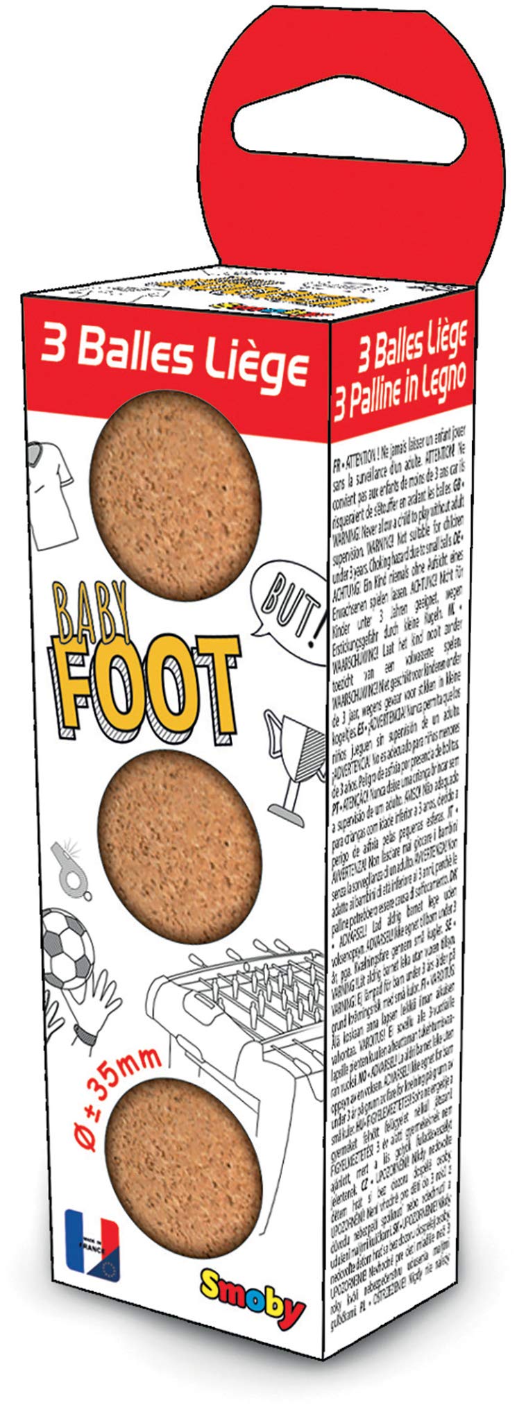 Smoby - Cork Balls 35 mm - Pack of 3 - for Table Football - From 3 Years - Made in France