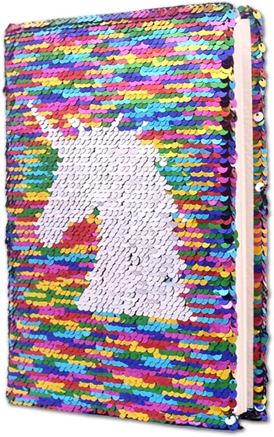 GINMLYDA Reversible Sequin Secret Diary Unicorn Kids Notebook 8.5x5.5 160 Pages