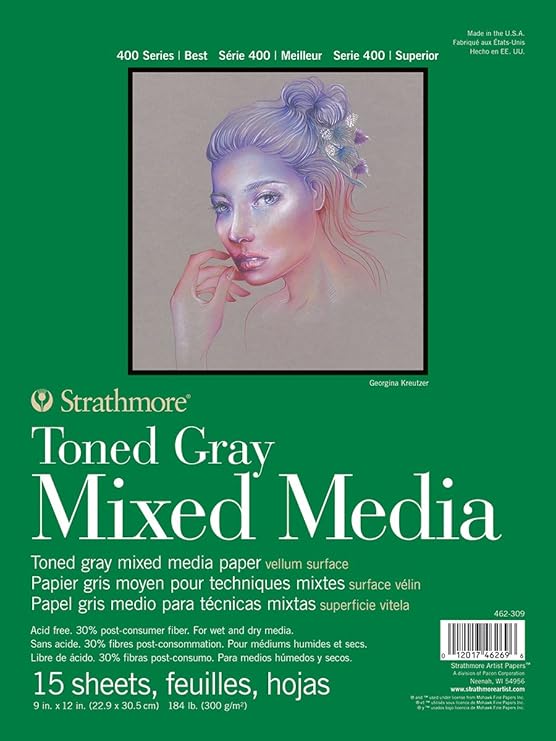 Strathmore Toned Mixed Media Paper, Grey, 22.6 x 30.48 x 1.27 cm