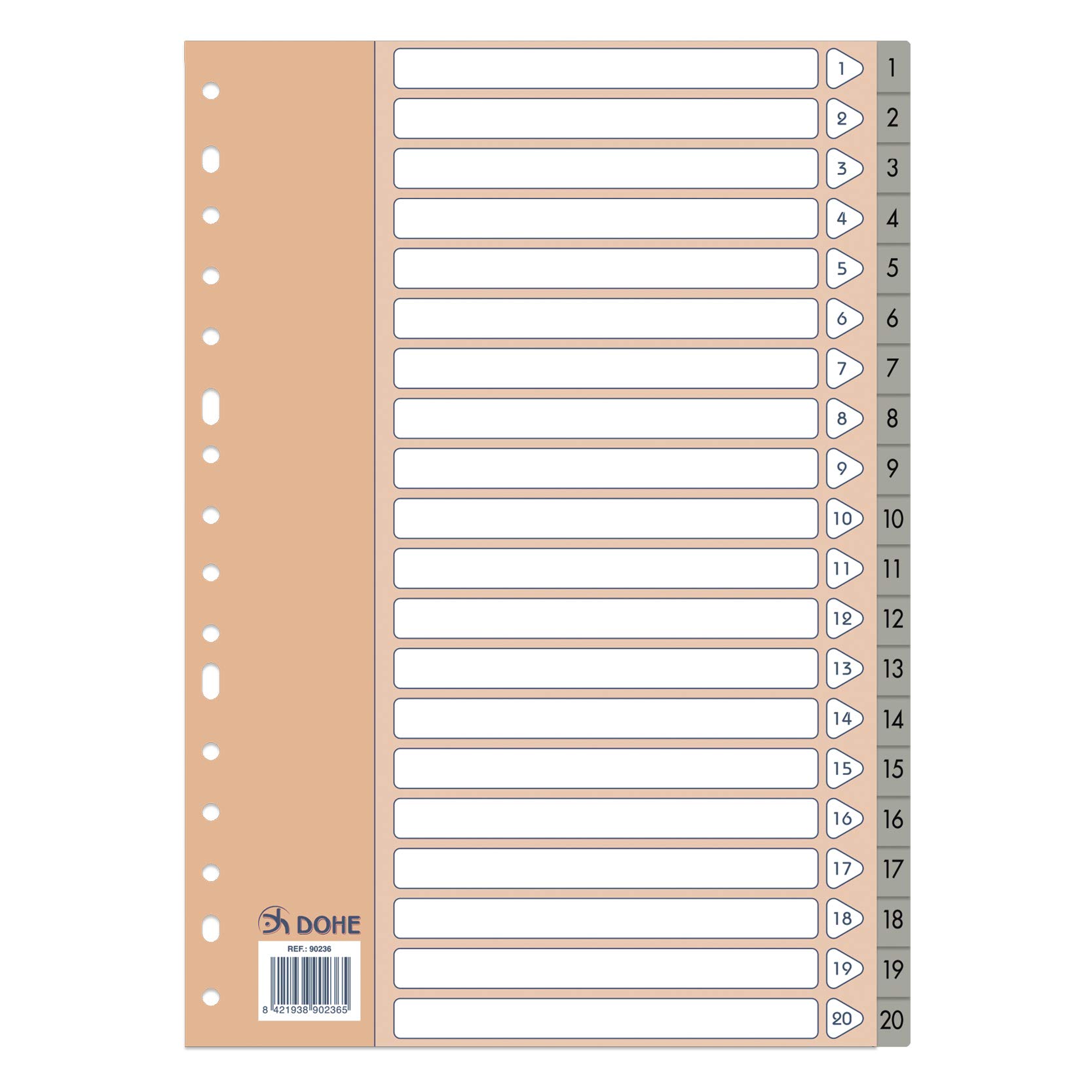 Dohe Basic Index Folio, 1 to 20, Grey