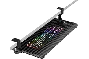 ERGOMAKER Keyboard Tray Under Desk, Pull Out Keyboard Tray with C Clamp Mount, 25.6" (29.7" Including Clamps) x 11.8" Slide-Out Computer Drawer for Typing, Keyboard & Mouse Tray, Black Carbon Fiber