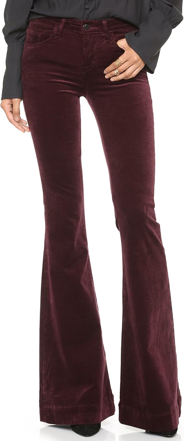 J Brand Women's Bella Velvet Kick Flare Jeans, Deep Mulberry, 23 at