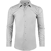RODEM CLUB Men's Dress Shirt Slim Fit Long Sleeve Full Stretch Wrinkle-Resistant Business Casual Solid Button Down Shirts