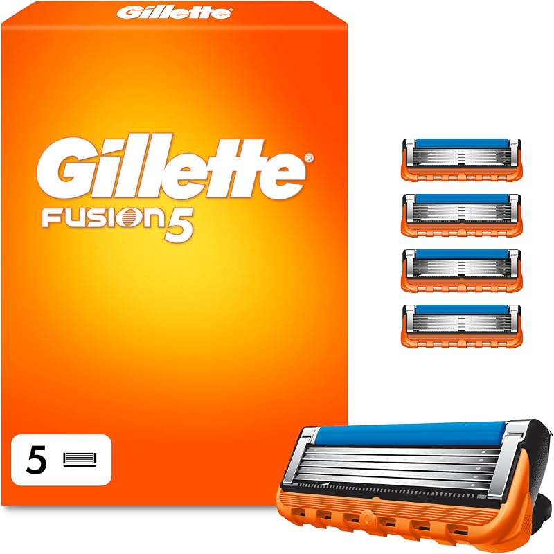 Gillette fusion 5 lâminas de barbear masculinas, pacote com 5 lâminas de recarga (a embalagem pode variar)
