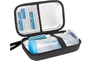 JAYOUR Insulated Waterproof Protective Case for Asthma Inhaler, Spacer, and Mask | Portable Inhaler Carry Case for Adults & Kids | Ensure Safe and Convenient Storage for Your Respiratory Equipment (Black)
