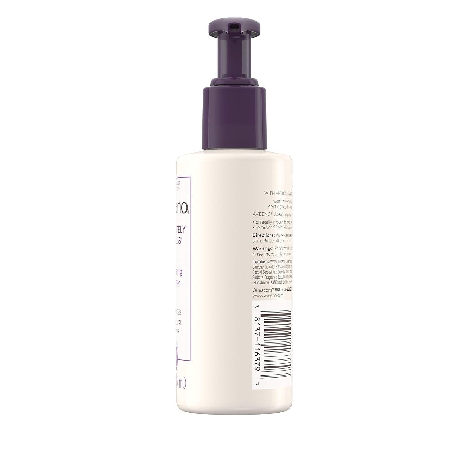 Aveeno Absolutely Ageless Nourishing Daily Facial Cleanser with Antioxidant-Rich Blackberry Extract, Non-Comedogenic Face Wash from Dermatologist-Recommended Brand, 5.2 fl. oz: Beauty