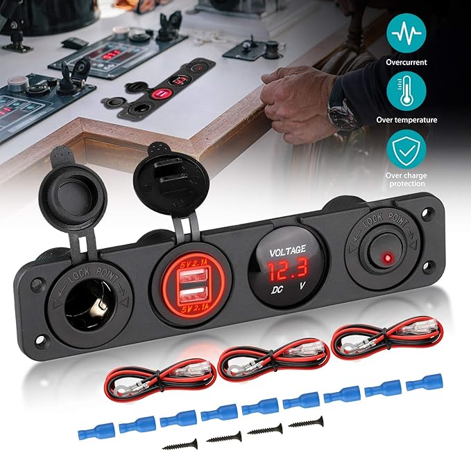 EEEKit Car Charger Switch Panel, 12V Dual USB Charger Amazon.co.uk